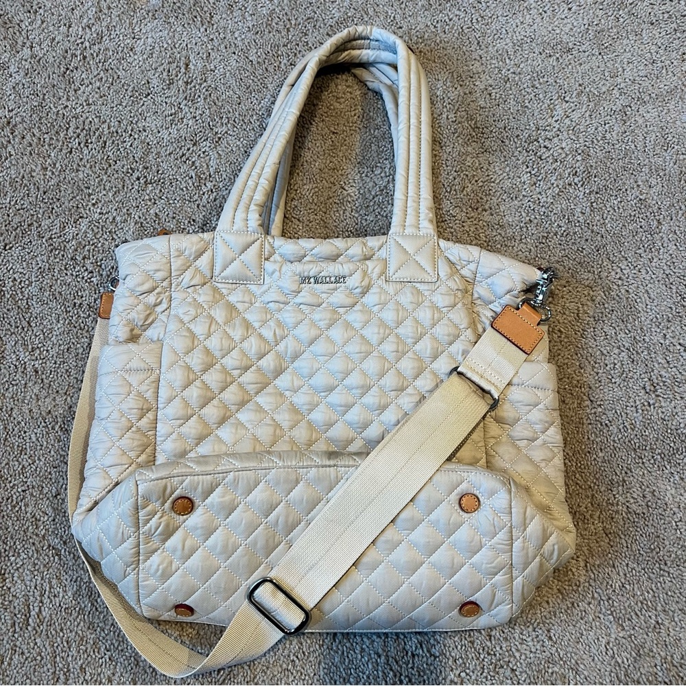 MZ Wallace Cream Quilted Tote